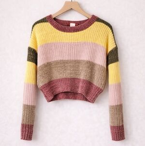 Luv Lane Chenille Striped Cropped Sweater – XS